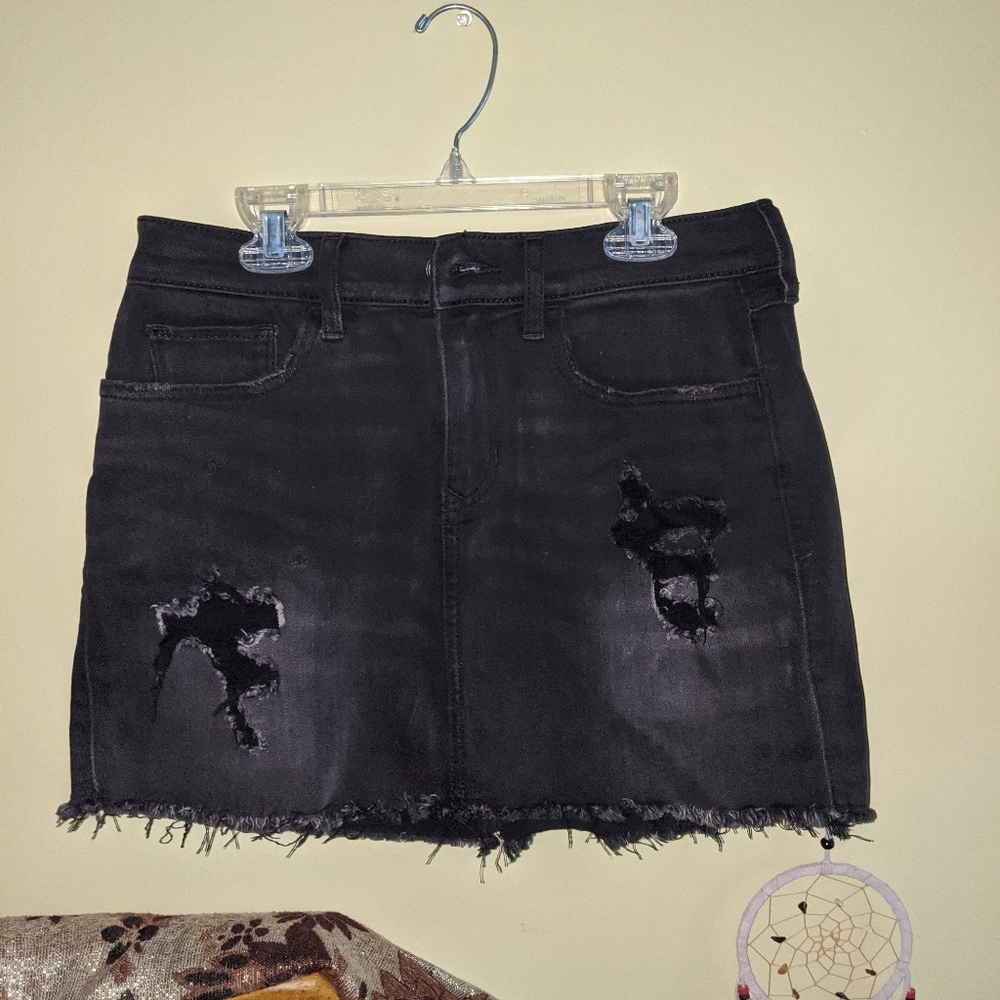 Express black denim skirt